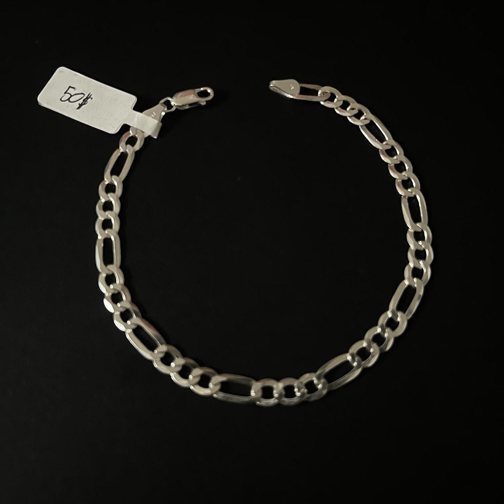 Esclava De Plata 925 Con Tejido Figaro,925 Silver Bracelet 9 Inch